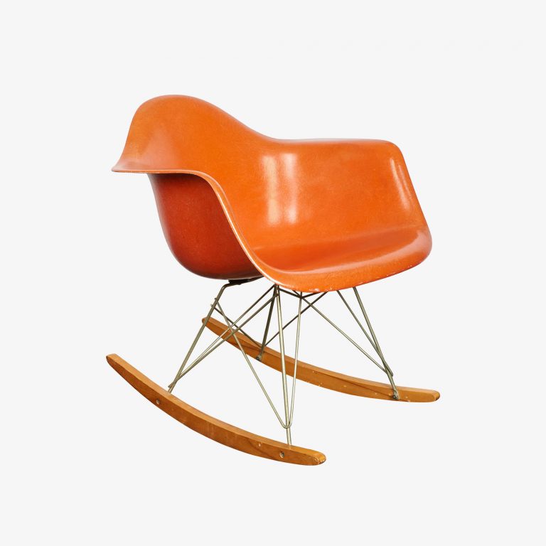 Orange fiberglass Eames Rocking chair reGeneration