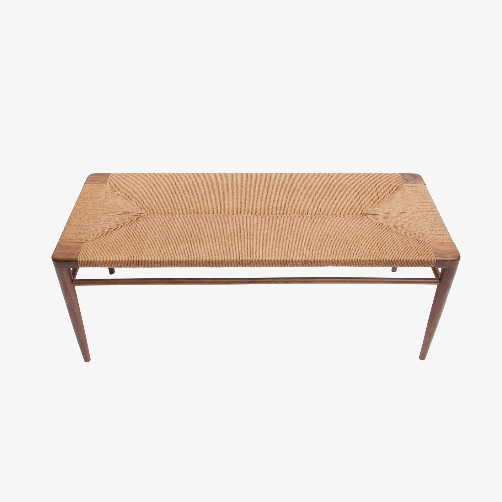 Hand Woven Rush And Walnut Bench By Smilow Furniture 44 60 Regeneration