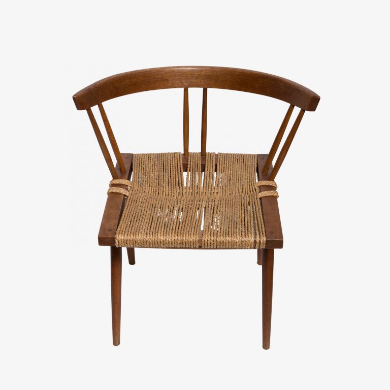 Nakashima dining chair with woven grass seat reGeneration